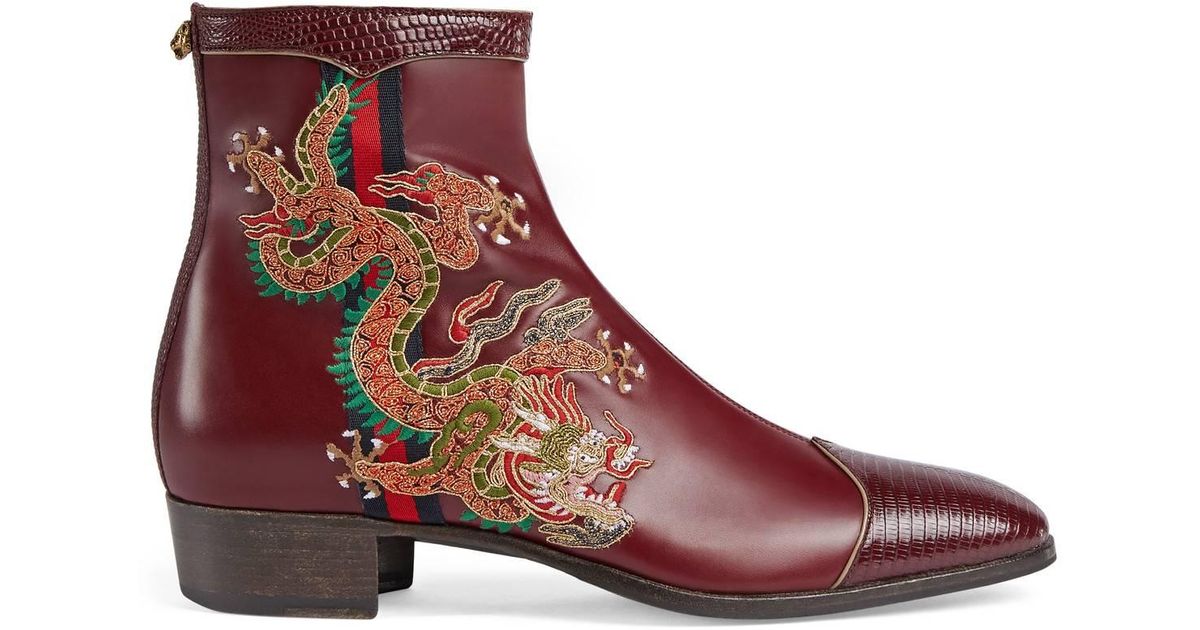 Gucci leather top rubber sole Dragon ankle boots The Gucci boot rides confidently between delicate  main image 2