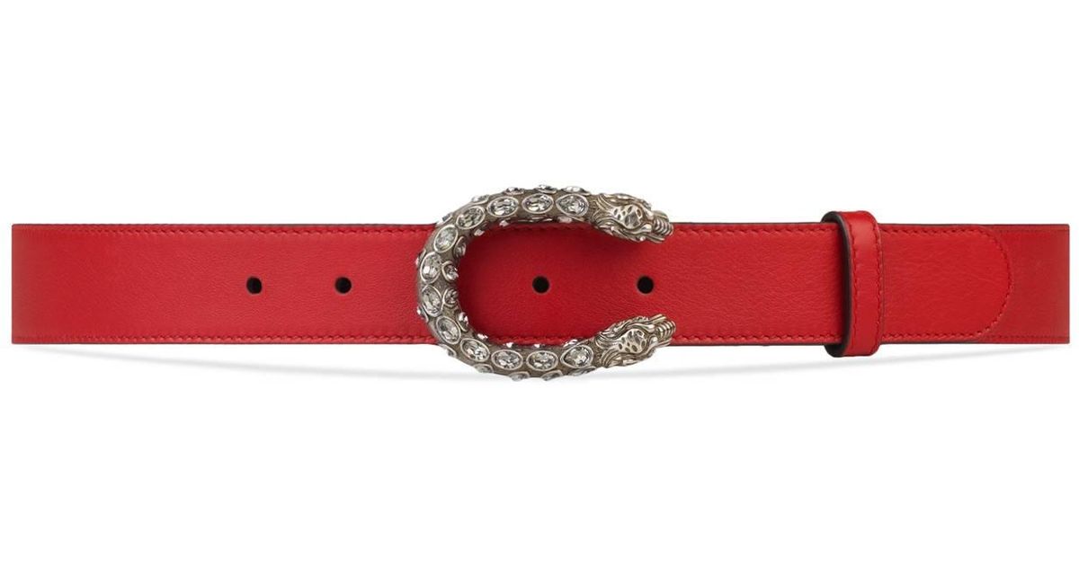 Gucci Dionysus Leather Belt in Red - Lyst