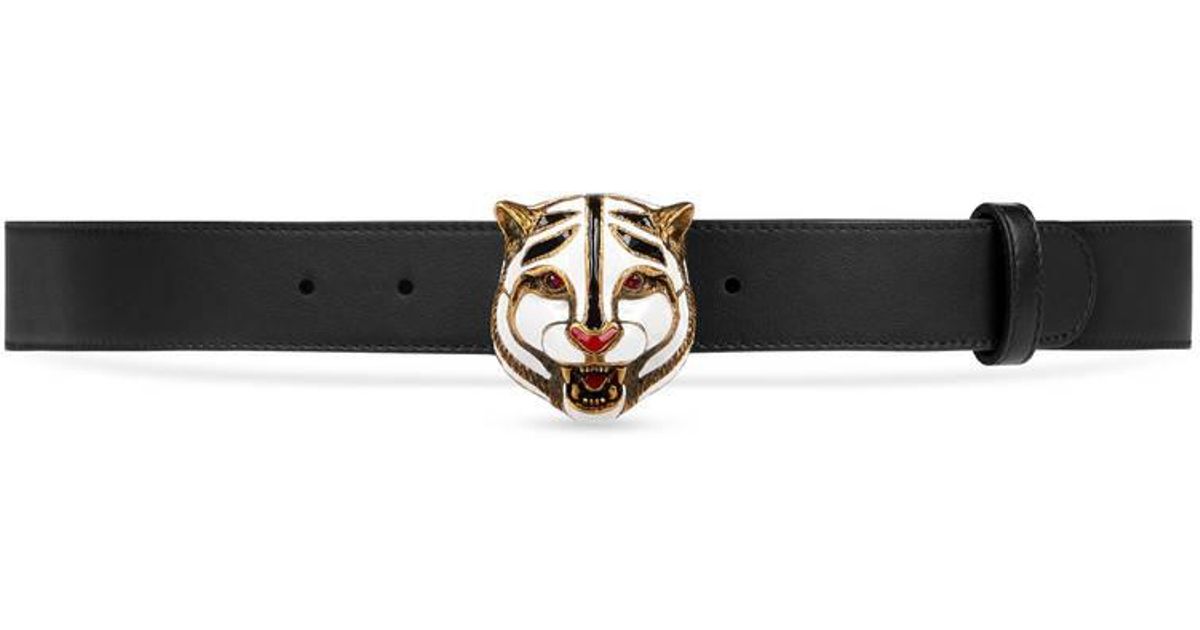 leather belt with feline head