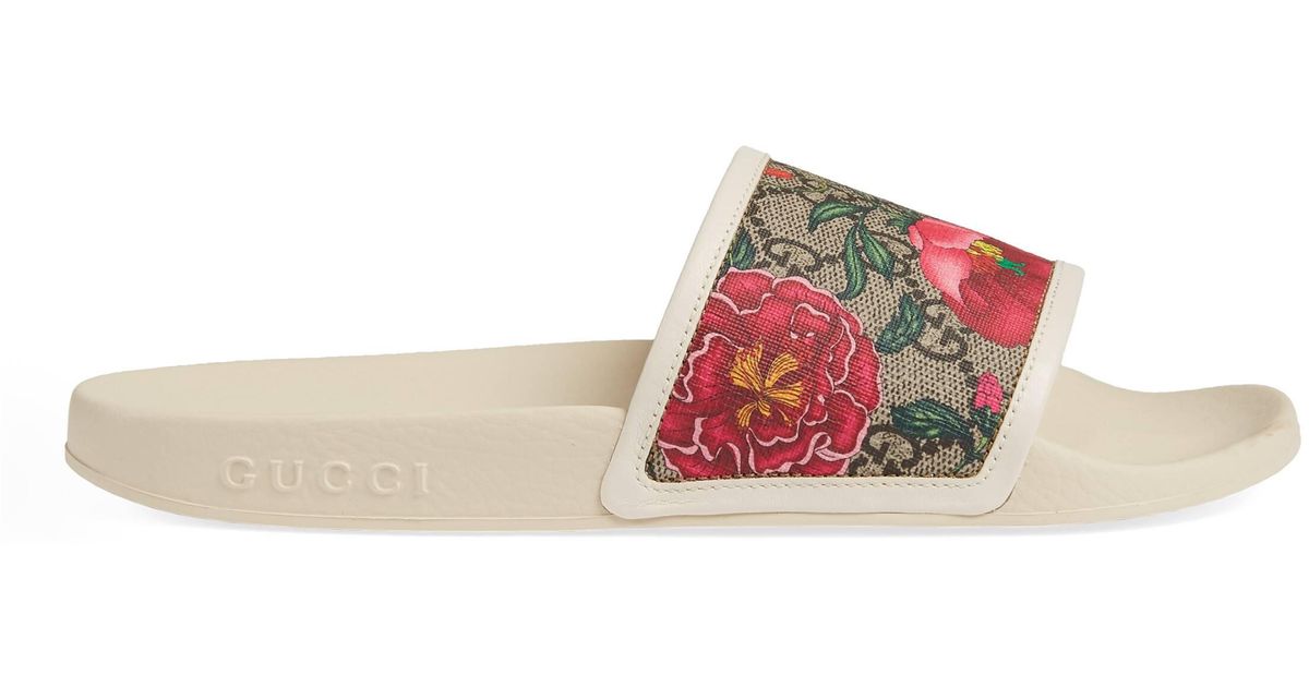 Gucci GG Flora Slide Sandal in Natural Lyst