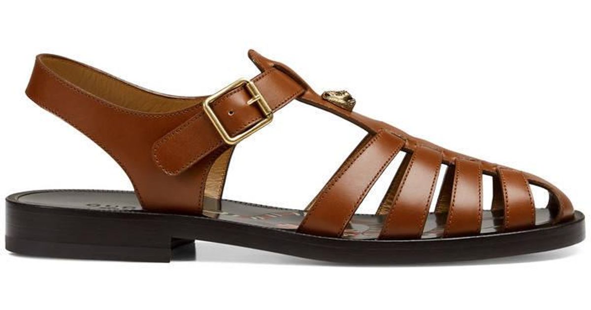 gucci brown leather sandals
