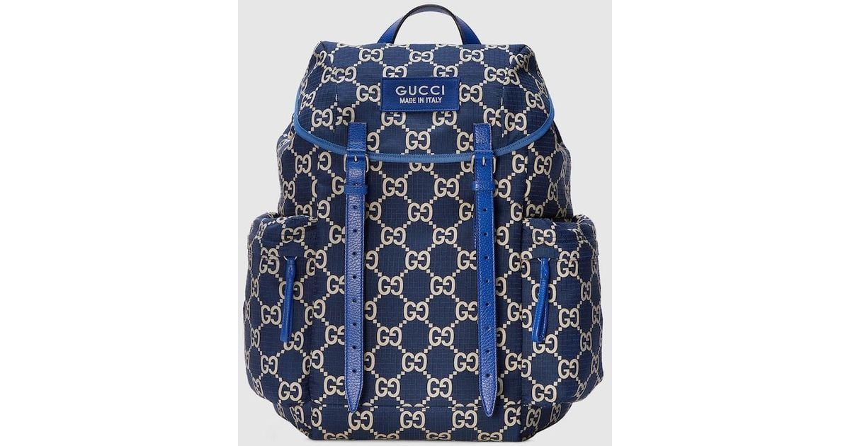 Gucci Gglogo Nylon Backpack Blue Gucci Nylon Backpack Ripstop GG Allover Blue Orange Jersey  main image 3