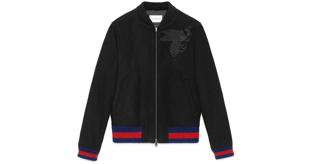 Gucci Wool Bomber Jacket With Bee 