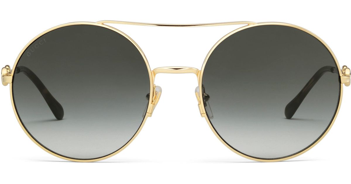 gucci round gold sunglasses