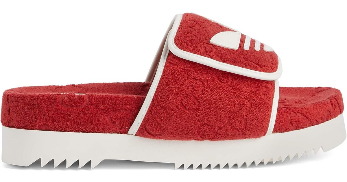 Gucci Adidas X Men's GG Platform Sandal in Red | Lyst