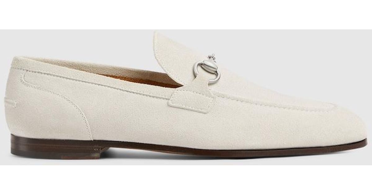 white gucci dress shoes Horsebit 1953 Leather Loafers 0.5 in / 12.69 mm stacked heel Almond moc toe Notched vamp with keeper strap Leather outsole Slip WMNS) Gucci Loafer With Double