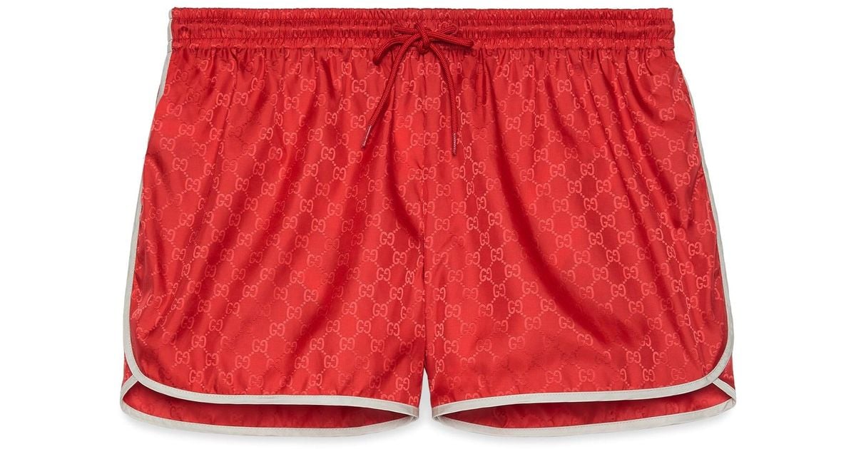 Gucci Synthetic GG Jacquard Nylon Swim Shorts in Red for Men | Lyst Canada