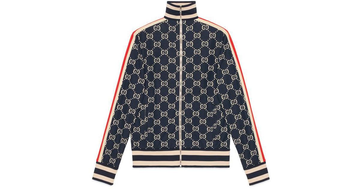 Gucci Gg Jacquard Cotton Jacket in Blue 