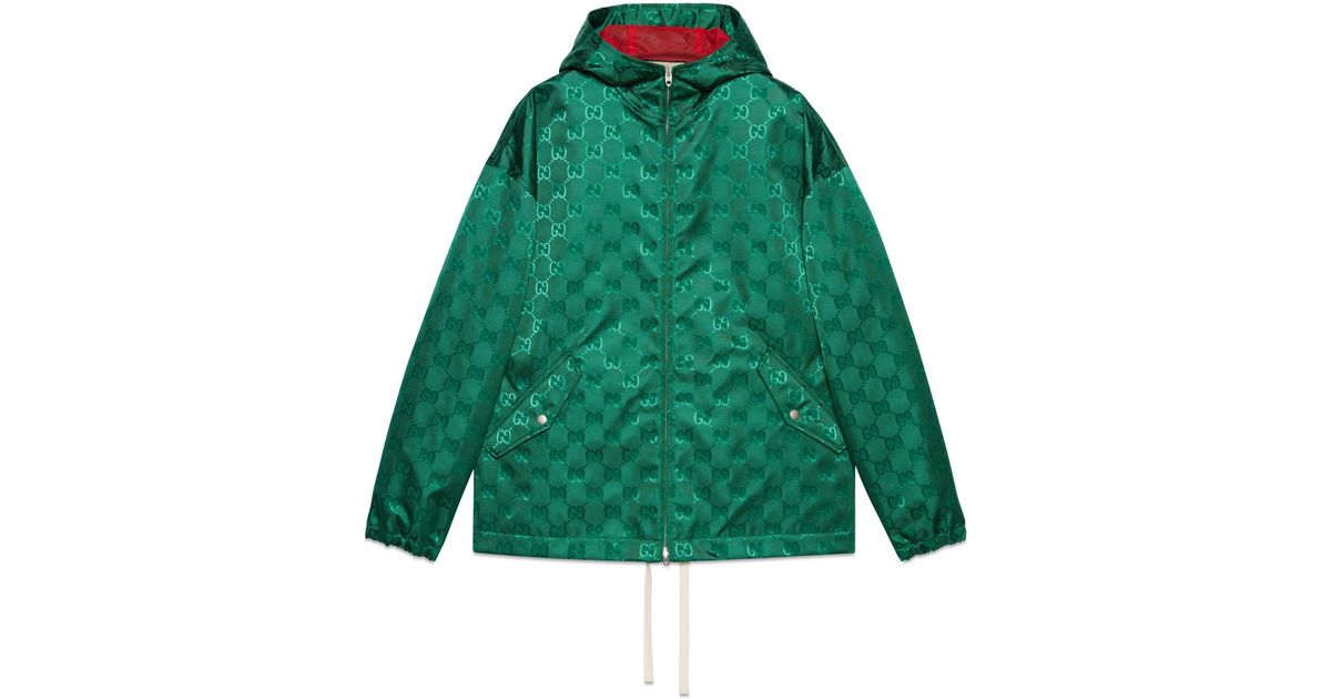 Gucci Water Repellent gg Canvas Jacket in Green for Men | Lyst Canada
