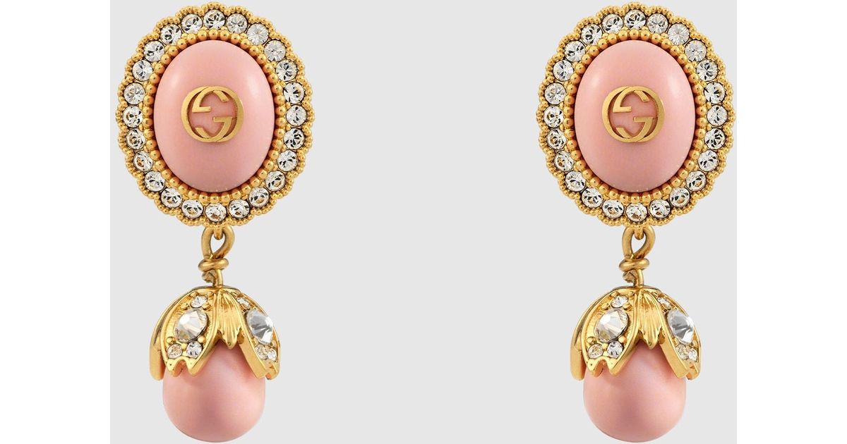 Gucci Faux Pearl Interlocking G Earrings