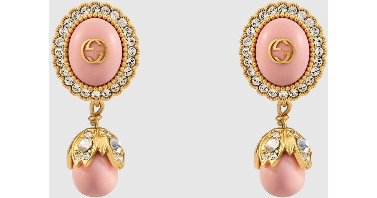 Gucci Interlocking G Pearl Earrings in Pink Lyst Canada