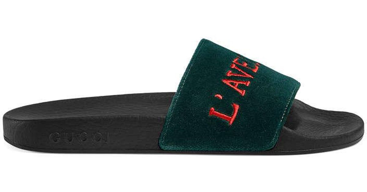 Gucci Velvet Slide Sandal With 