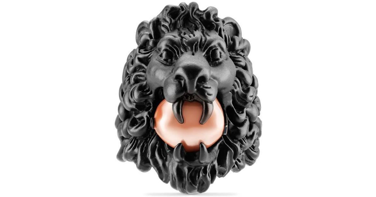 gucci lion head ring with pearl