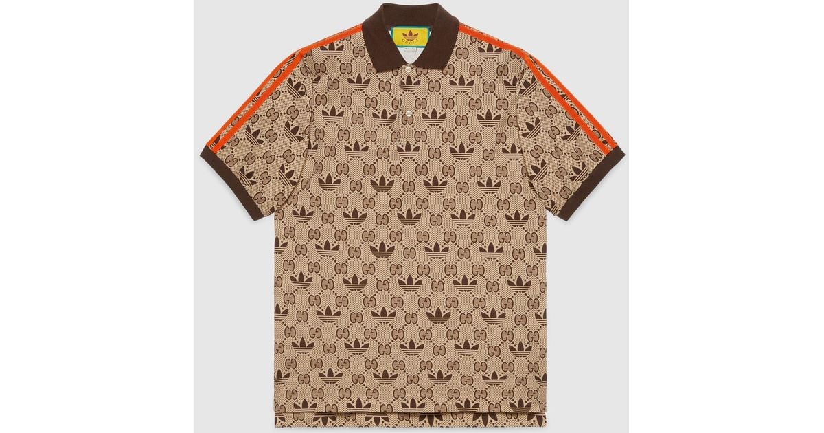 Gucci Adidas X gg Trefoil Polo Shirt in Brown for Men | Lyst Canada