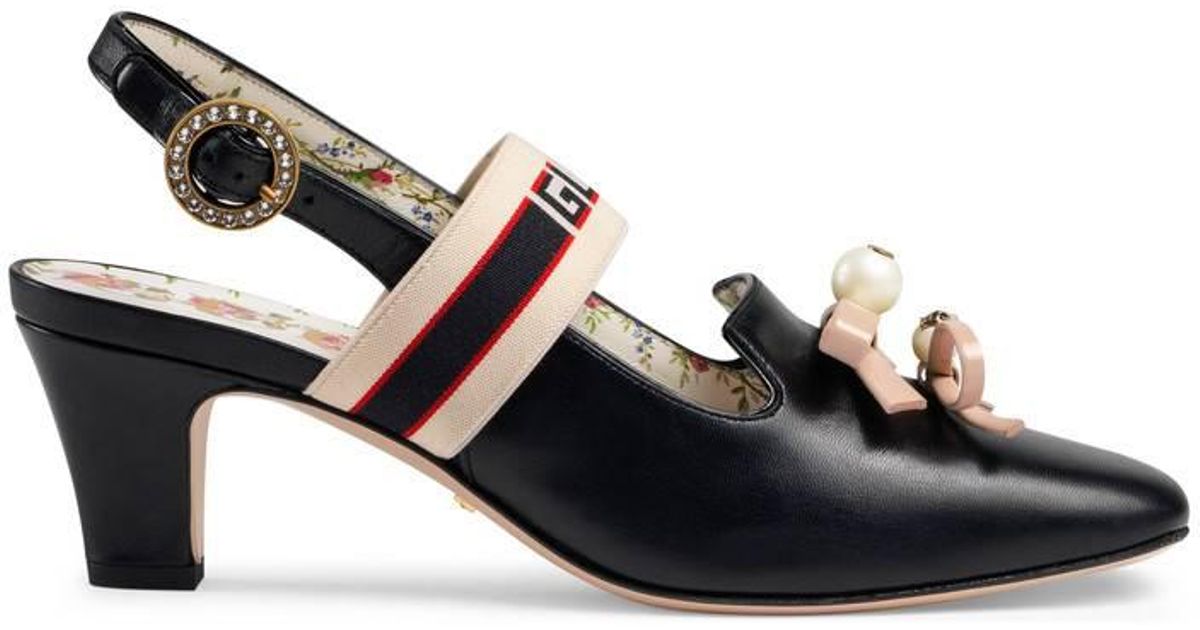 Gucci Leather Women S Stripe Mid Heel Slingback Pumps Black Lyst - Gucci Leather Pump With Stripe Gucci Leather Women S Stripe Mid Heel Slingback Pumps Black Lyst - Gucci Leather Pump With Stripe