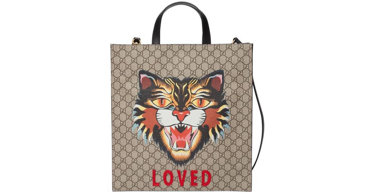 Gucci Canvas Angry Cat Print Gg Supreme 