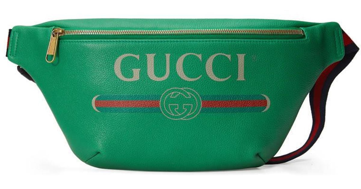 Gucci Logo Leather Belt Bag in Green - Lyst
