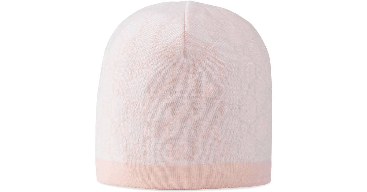 Gucci Bonnet Pour Bebe En Laine A Motif Gg In Rose Pink Lyst