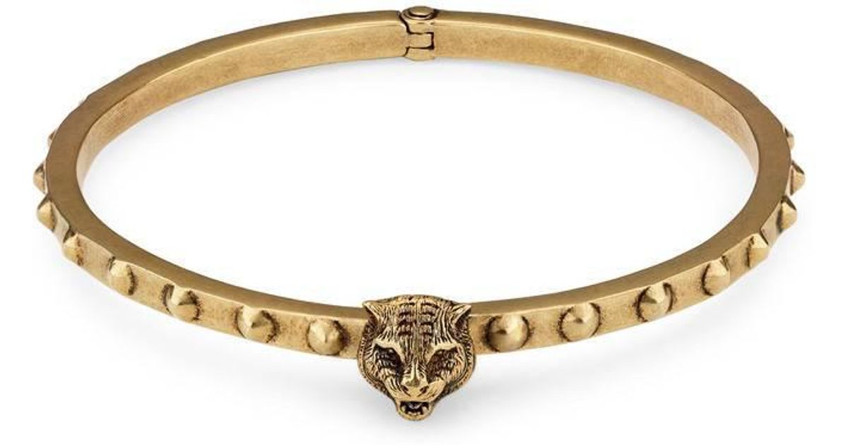 Gucci Feline Head Cuff Bracelet in Gold 