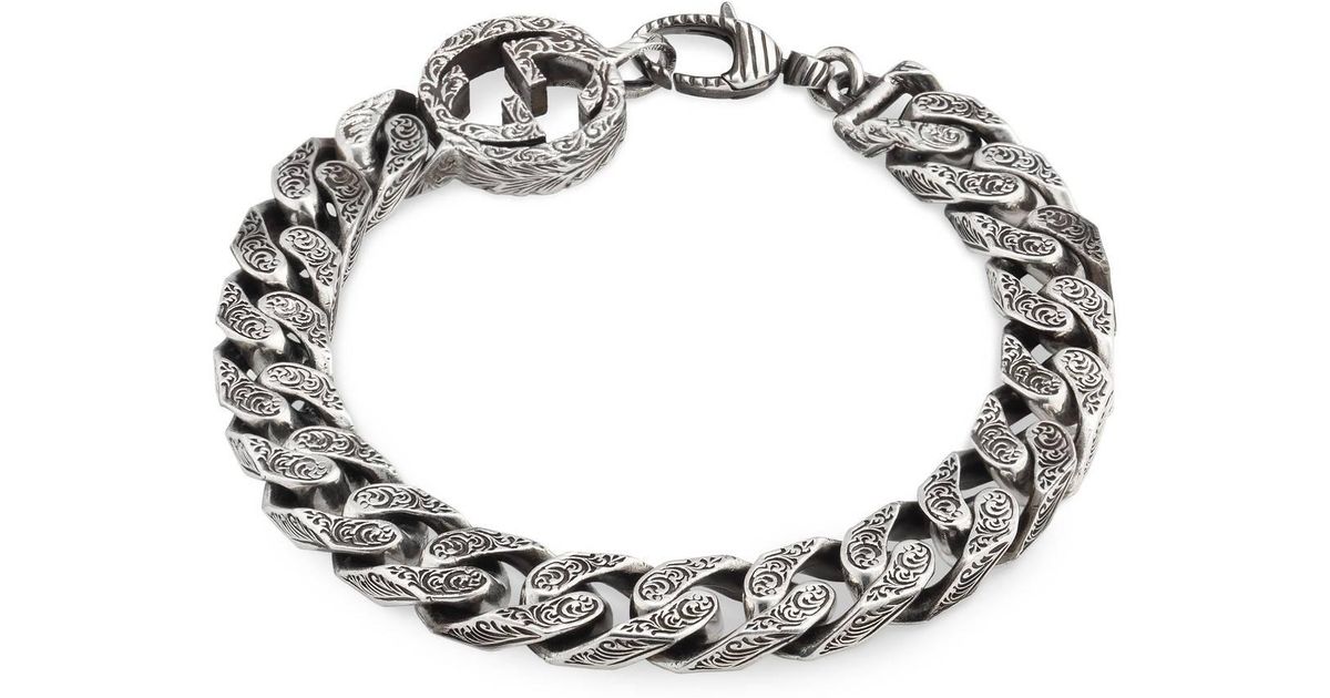 gucci interlocking g chain bracelet in silver