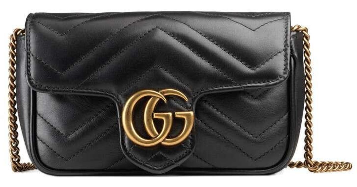 Gucci GG Marmont Matelassé Leather Super Mini Bag in Black Chevron ...