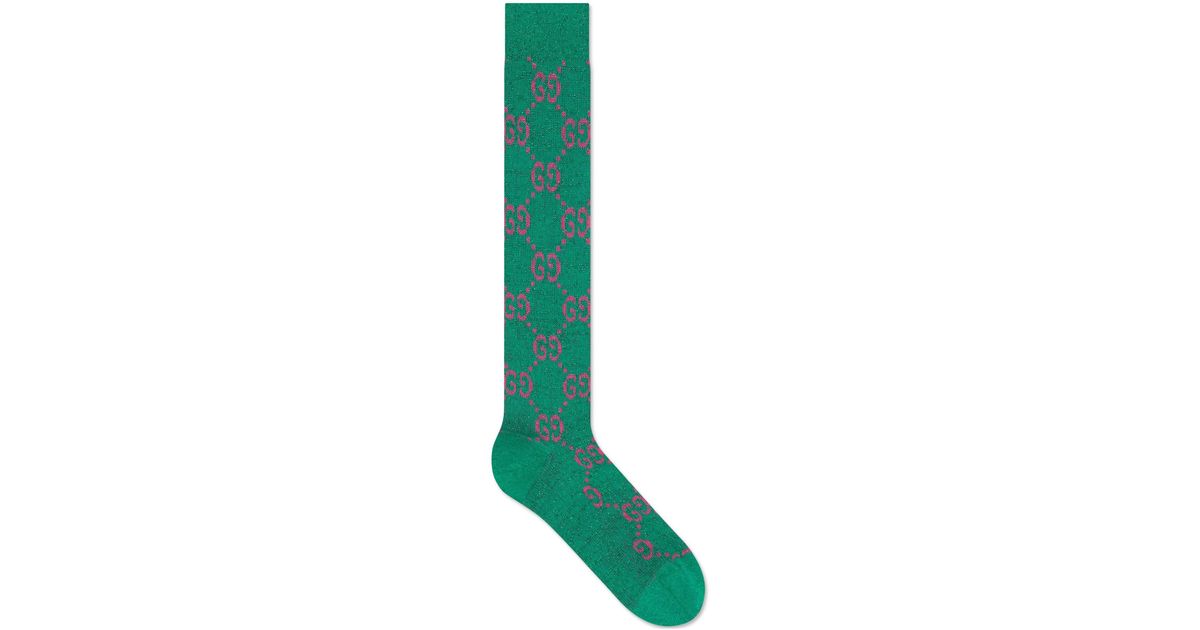 Gucci Lamé GG Socks in Green Lyst