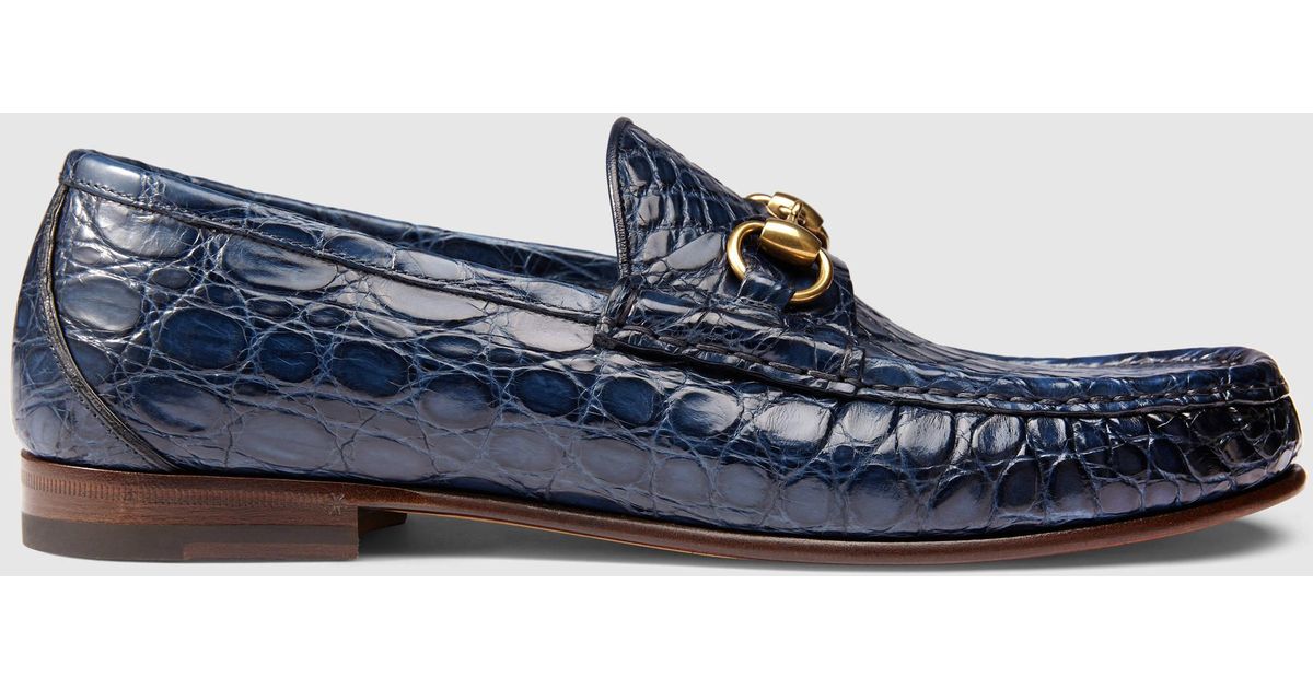 Gucci Crocodile Loafers in Blue | Lyst