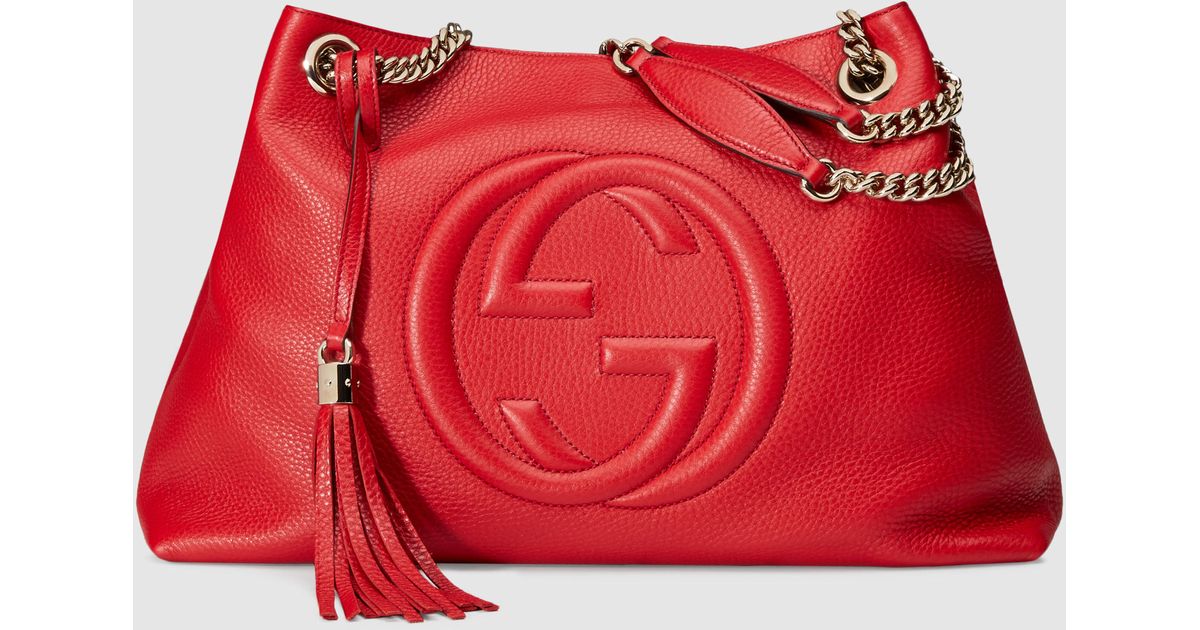 gucci soho red leather shoulder bag