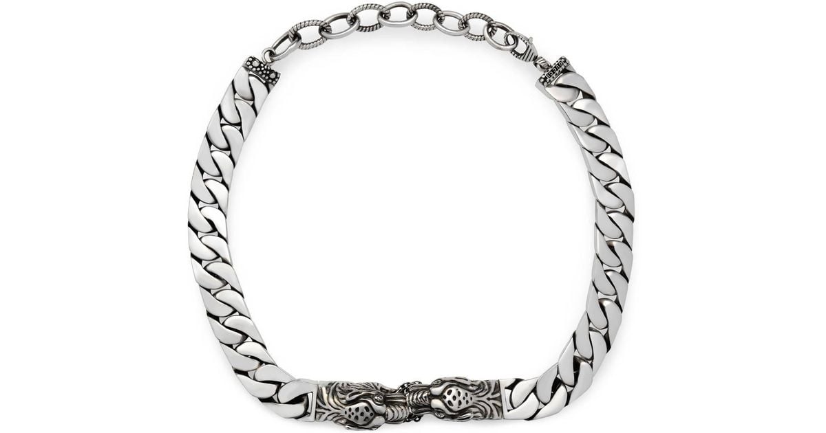 Gucci Tiger Head Necklace in Silver 