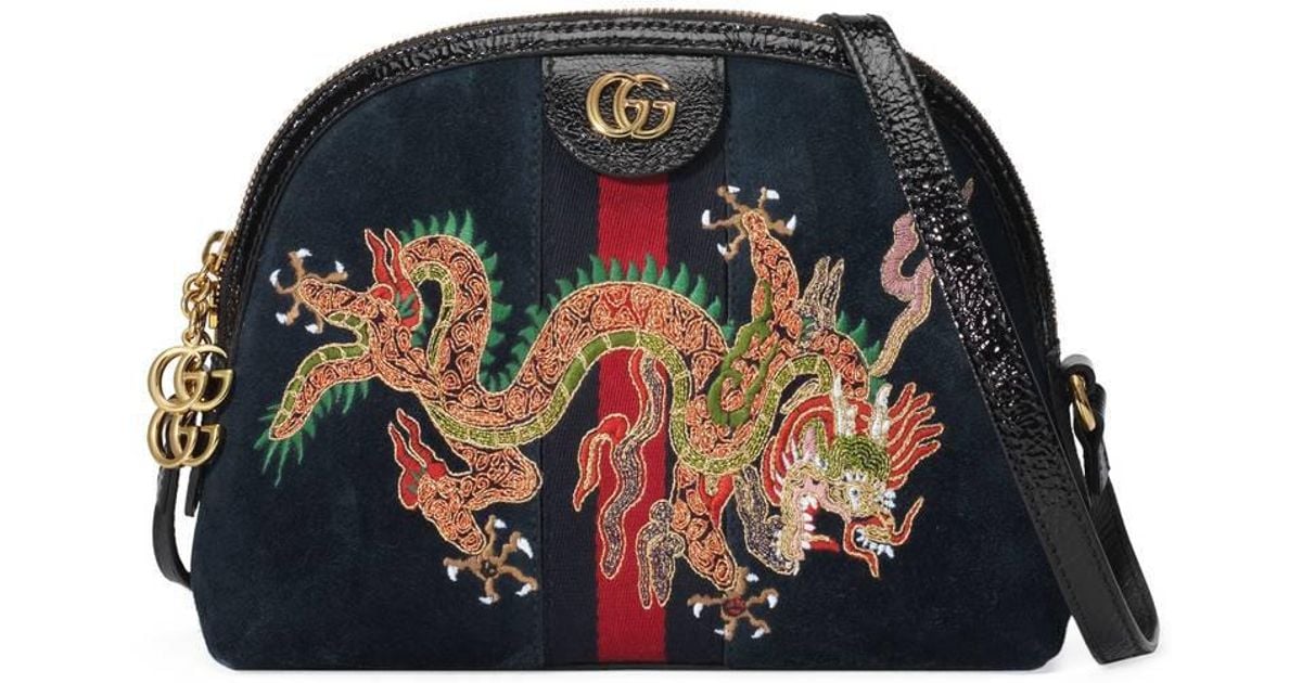 ophidia embroidered medium shoulder bag