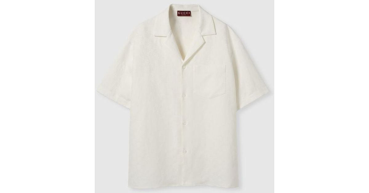 Gucci Linen Blend Gg Canvas Shirt in White for Men | Lyst UK