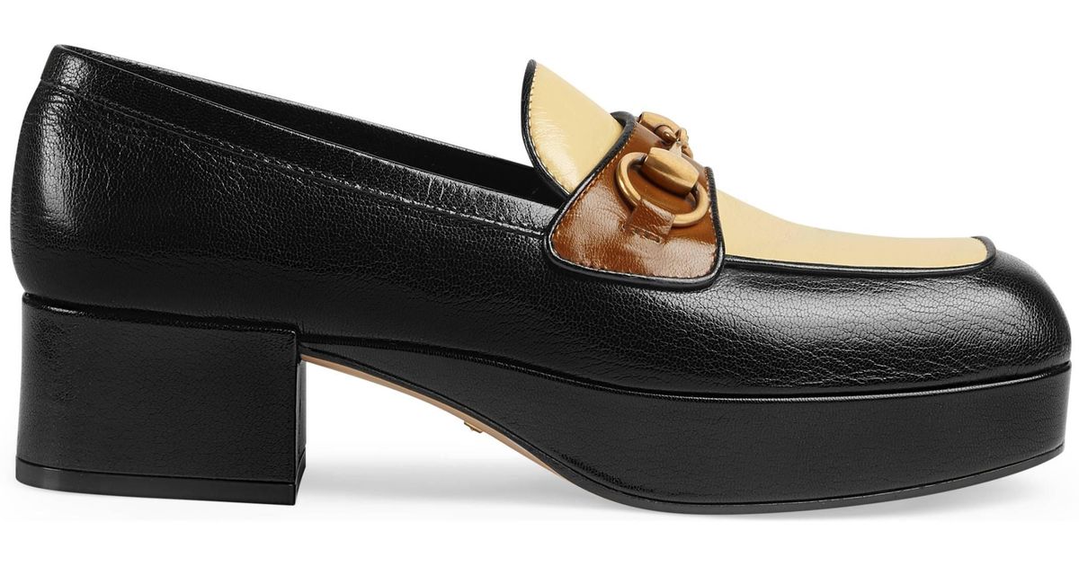 leather platform loafer with horsebit