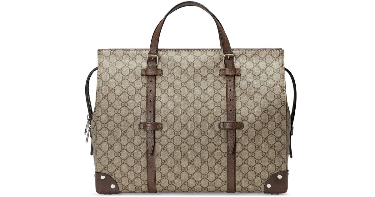 Gucci Duffle Bag With Leather Details in Beige (Natural) for Men Lyst