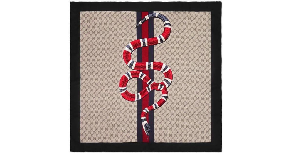 Gucci Silk GG King Snake Square Scarf 