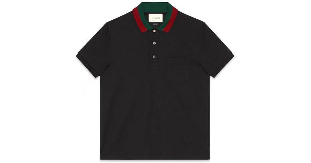 gucci cotton polo with web collar