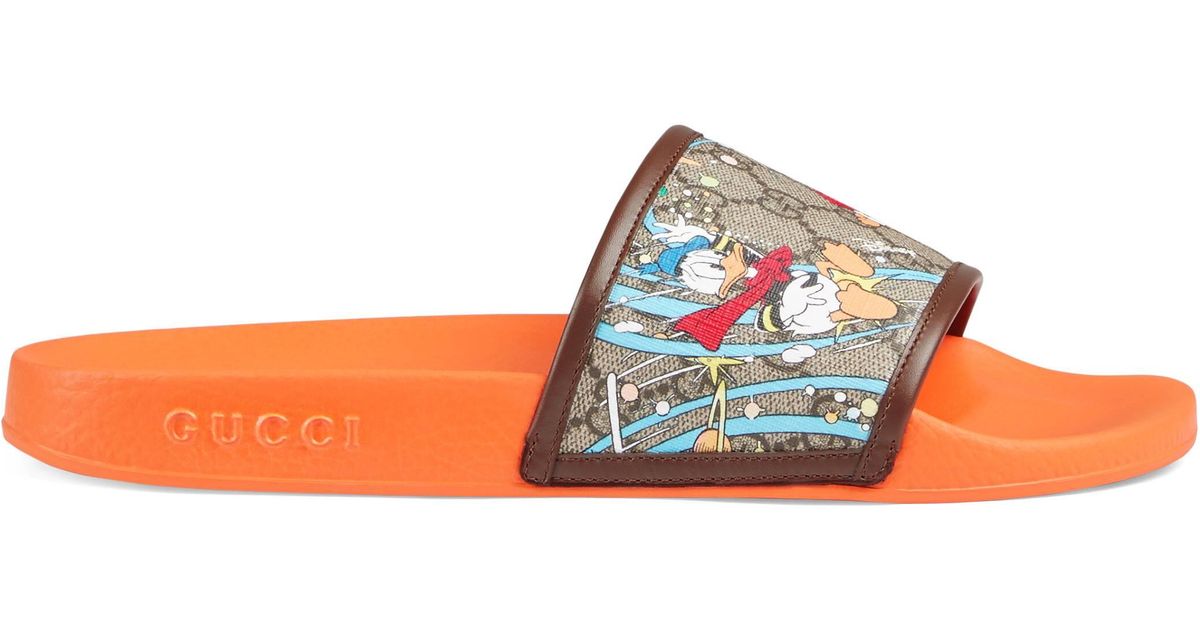 Gucci Canvas Disney X Donald Duck Slide Sandal in Beige (Natural) for