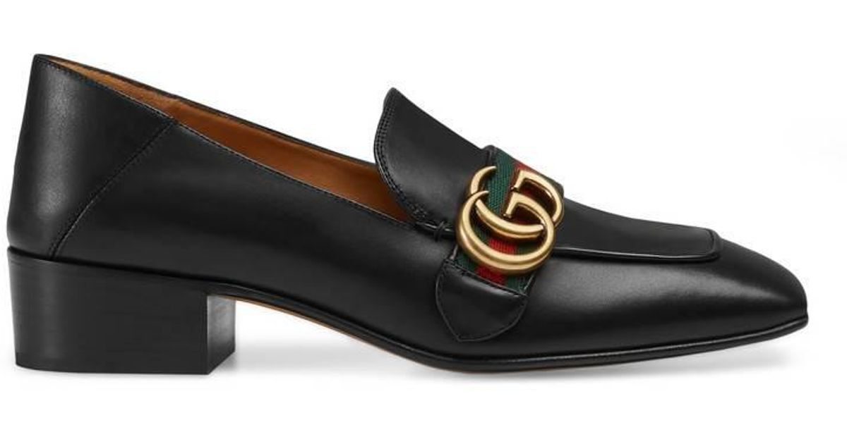 Gucci Leather Double G Loafer in Black - Lyst