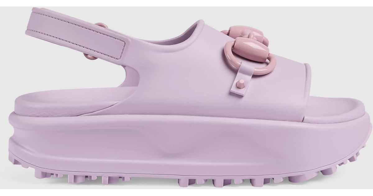 Gucci Horsebit Flatform Sandal in Purple Lyst