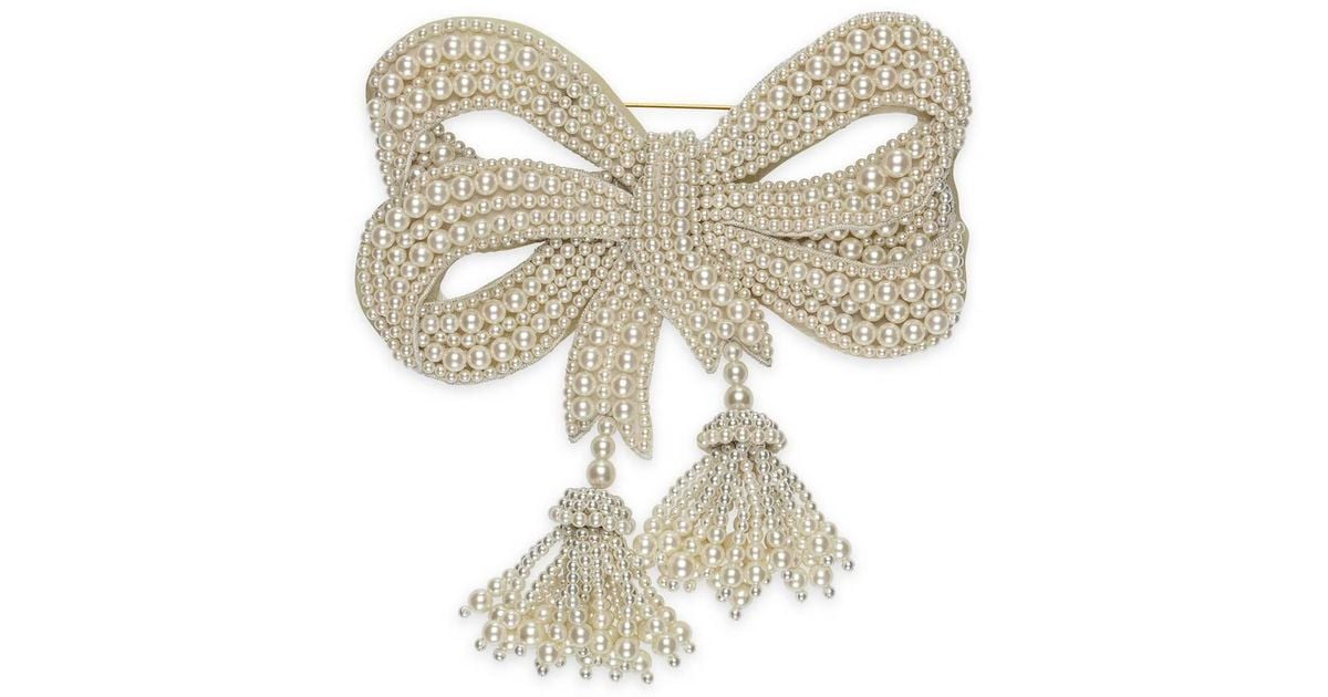 Gucci Resin Pearl Bow Brooch | Lyst