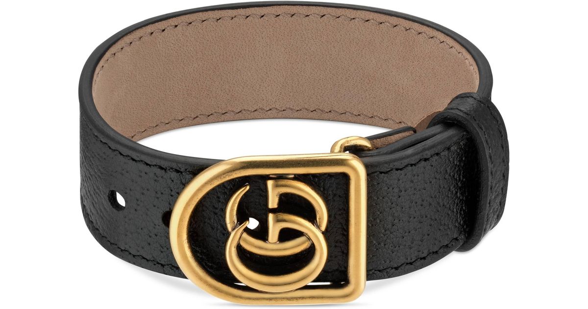 Gucci Marmont Double G Leather Bracelet 