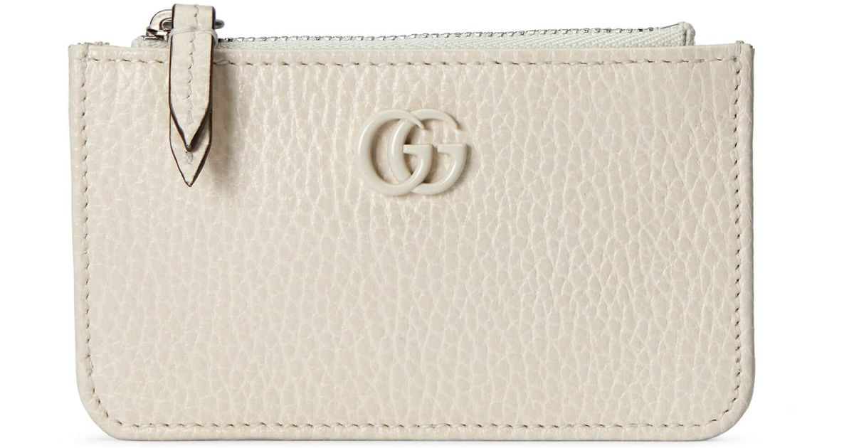 Gucci Leather GG Marmont Keychain Card Case in White Lyst