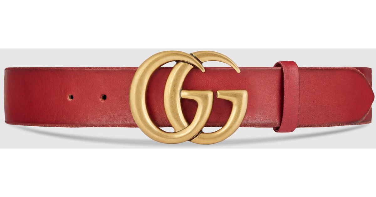 Gucci Leather Belt With Double G Buckle in Cerise Leather (Red) for Men - Lyst