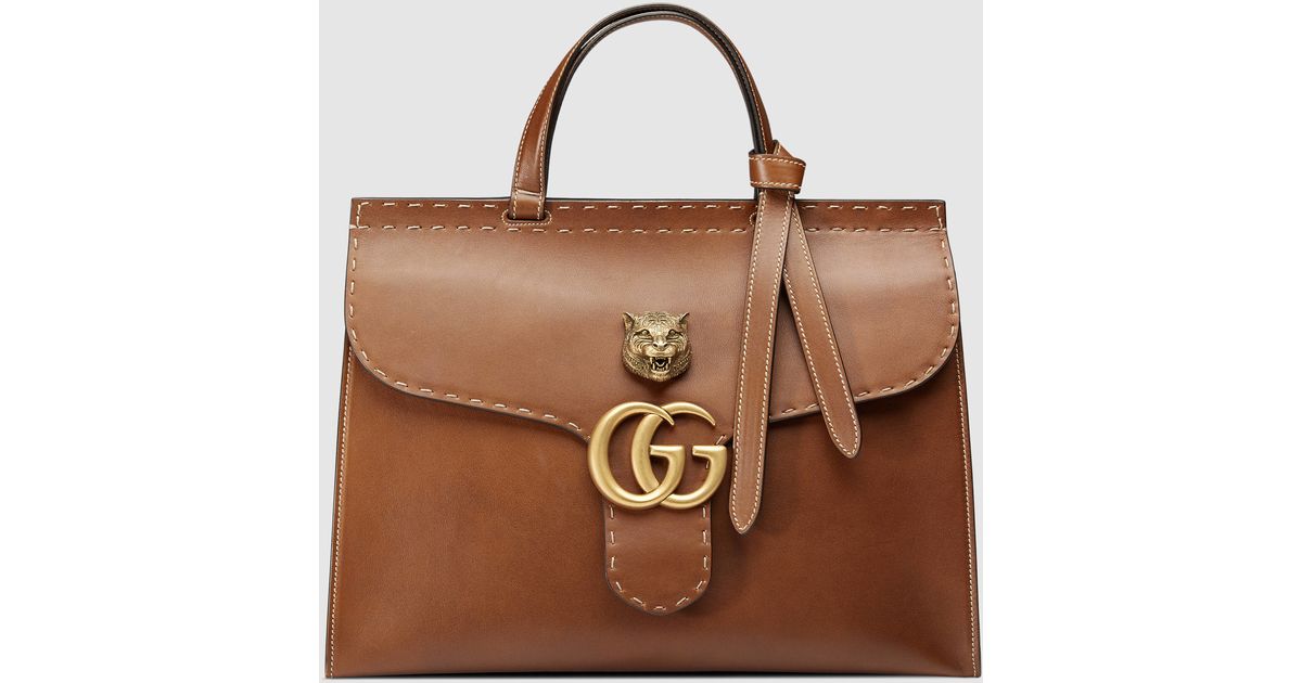 Gucci Brown Gg Marmont Leather Top Handle Bag Gucci Brown Gg Marmont Leather Top Handle Bag