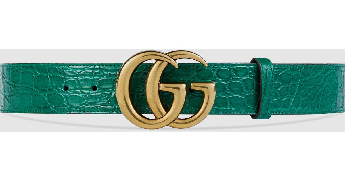 Gucci Mint Green Double G Skinny Belt Size 80/32 - Yoogi's Closet