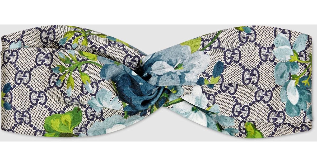Gucci Gg Blooms Print Silk Headband | Lyst