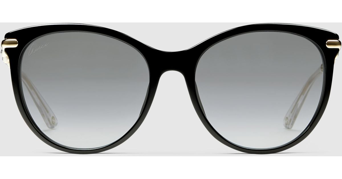 Gucci Cat Eye Sunglasses With Metal Bamboo Temples in Yellow | Lyst