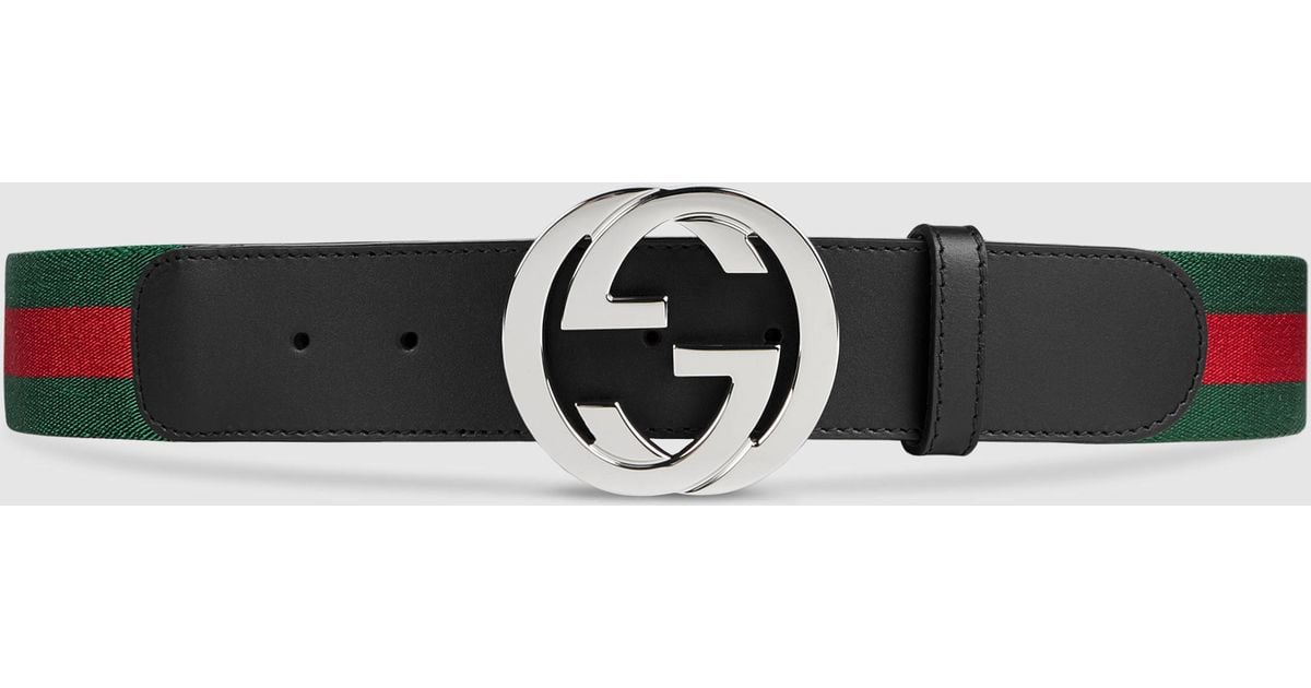Gucci Web Belt With G Buckle in Green for Men | Lyst