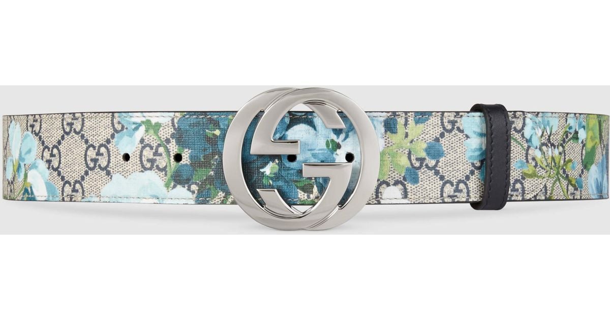 gucci belt with blue flowers