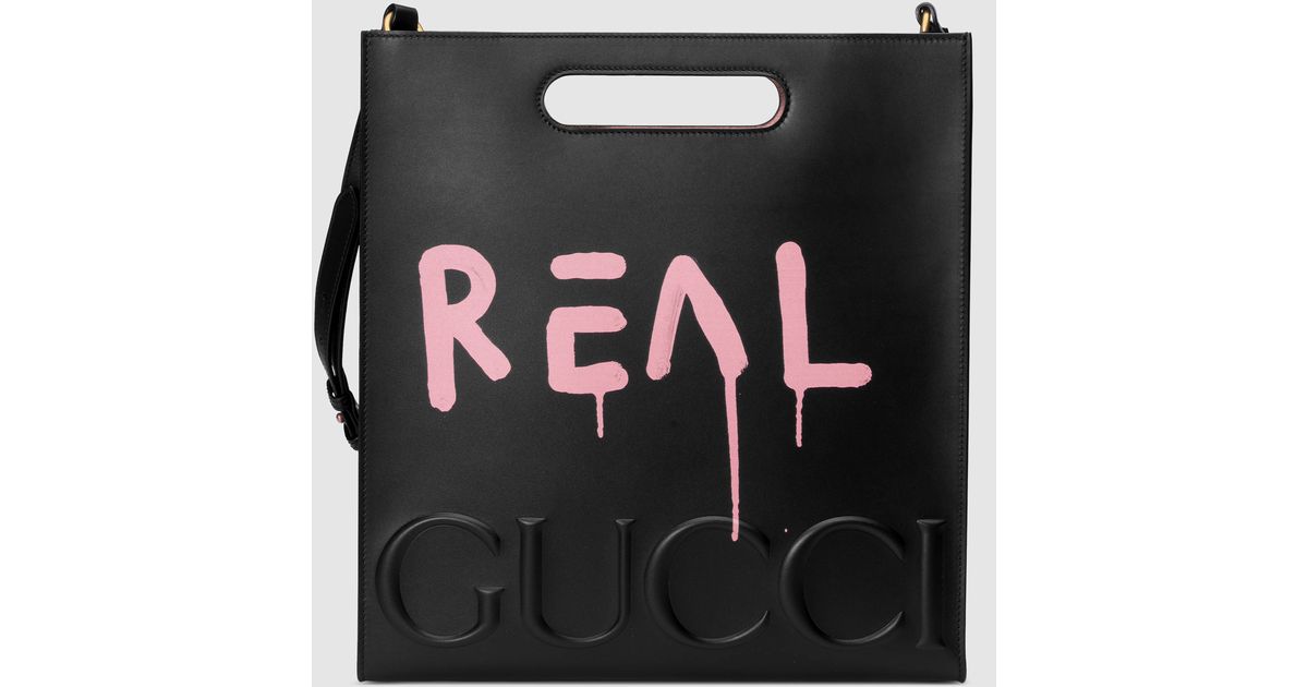 Gucci Ghost Leather Tote in Black | Lyst
