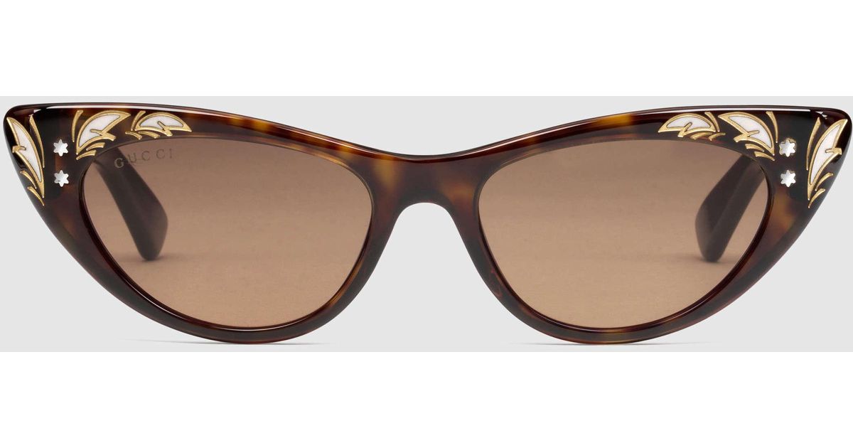 Gucci Cat Eye Sunglasses in Brown | Lyst